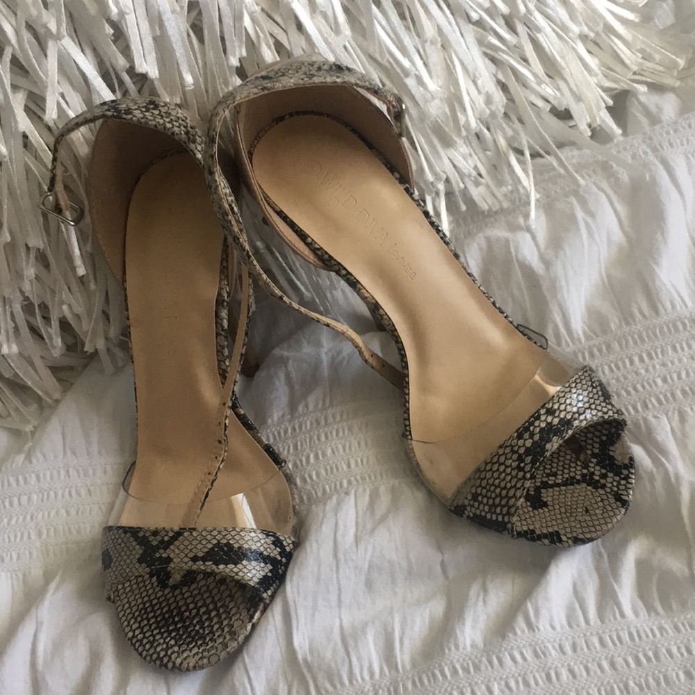 4 inch python/nude heels